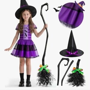 Purple and Black Witch Costume for Kids
